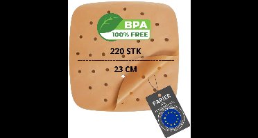 Bakpapier - BPA-vrij - Voor Airfryers - 200 of 220 Vellen - Vierkant 20-24 cm en Plat 20 cm