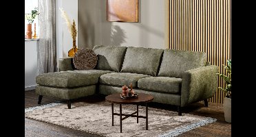 3-Zits Bank Groen - Stof/Textiel - 258x155x83cm - 3-Zits Bank Savannah - Giga Meubel