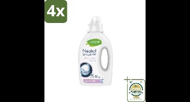 Neutral Vloeibaar Wasmiddel Wol & Fijn 20 Wasbeurten 1 liter - Voordeelverpakking - 4 stuks - Hypoallergene - Dermatologisch goedgekeurd