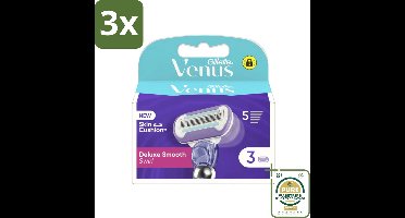 3 x Gillette - Venus Deluxe Smooth Swirl - Skin Cushion - 3 Navulscheermesjes - Grootverpakking - Scheermesjes Vrouw - Luxe Scheerbeurt - Gladde Huid - Exfoliëren - Schuimen