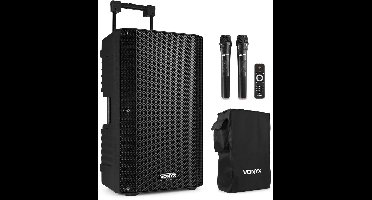Vonyx VSA700 ABS 15 portable speaker met 2x draadloze microfoon en speakerbeschermhoes - 1000W