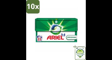 10 x Ariel - 3in1 Wasmiddel Pods - Original - 33 Pods - Grootverpakking - Ariel Wasmiddel - Waspoeder - Wascapsules - Vlekkenverwijderaar - Wasmiddel Pods