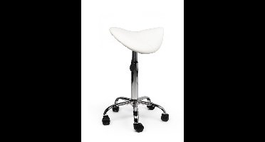 Zadelkruk Wit – Ergonomische Zadelstoel met Wielen – Verstelbare Werkkruk voor Salon, Kappers & Thuisgebruik - Zithoogte 50-68cm