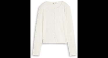 Tom Tailor Denim - Pointelle-vest met knoopsluiting - Maat M - off white