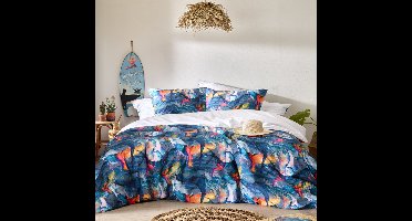 De Witte Lietaer Dekbedovertrek Whales Deep Blue - Eenpersoons - 140 x 200/220 - Katoen Perkal