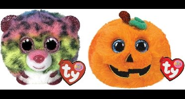 Ty - Knuffel - Teeny Puffies - Dotty Leopard & Halloween Pumpkin