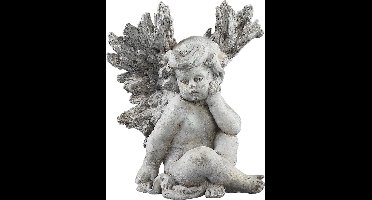 PTMD Standbeeld angel grijs cement zittend xl