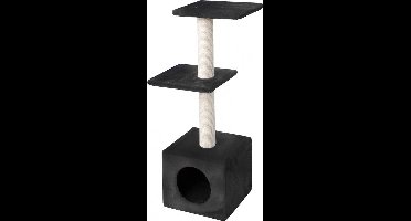 Ebi Classic Palazzo Krabpaal - Krabpaal met Kattenhuis en 2 Plateaus - Sisal & Pluche - 30x30x90cm - Zwart