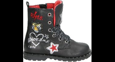 Shoesme De9w095 Veterboots - Laarzen Met Veters - Meisjes - Zwart - Maat 24