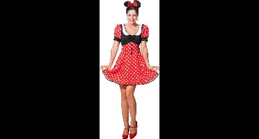Wilbers & Wilbers - Mickey & Minnie Mouse Kostuum - Minnie De Dottige Muis - Vrouw - Rood - Maat 42 - Carnavalskleding - Verkleedkleding