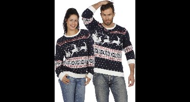 Kersttrui blauw met slee - Maat M