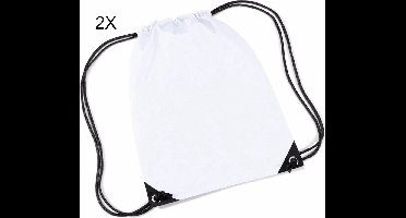 Scoby - 2 x Gymtas - Sporttas voor Kinderen - Drawstring Bag - Festivals, School, en Sport - 12L - Wit - One Size - 2 Stuks
