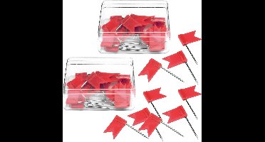 Alco punaise vlaggetjes - 80x - voor prikbord/memobord/wereldkaart - rood