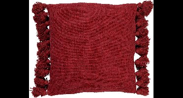 Dutch Decor RUBY - Sierkussen 45x45 cm - 100% katoen - met flosjes - Merlot - rood - Inclusief binnenkussen - Luxe kussens voor woonkamer & bank