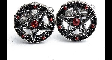 Manchetknopen - Pentagram met Rode Stenen
