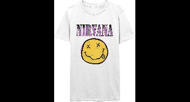 Nirvana - Xerox Happy Face Pink Heren T-shirt - XL - Wit