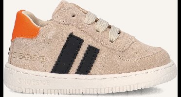Shoesme Beige Sneakertje - Sneakers Kinderen - Jongens - Beige Black - Suède - Maat 19