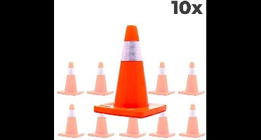 10-pack Verkeerskegel - Oranje wit - 45 cm - Soepel