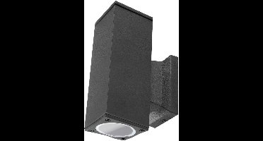 Buitenlamp vierkant zwart - dubbele GU10 lampvoet voor twee spots - waterdicht IP65