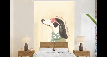 Behang - Fotobehang Quote - Hond - Zonnebril - Breedte 145 cm x hoogte 220 cm