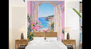 Behang - Fotobehang Roze - Buiten - Verf - Breedte 190 cm x hoogte 260 cm