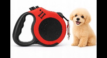 Automatische Hondenkattensnoer Flexi Intrekbaar met Rem 5m 20kg Rood