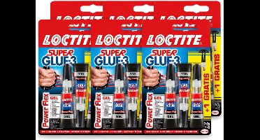 6 x Loctite - Secondelijm - Power Flex - 3 Lijmtubes - Voordeelverpakking - 6 stuks
