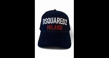 Dsquared2 pet blauw met DSQUARED2 MILANO-borduursel in wit en rood unisex - U