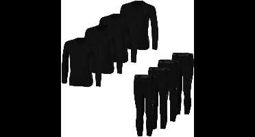 Thermoset - Kids - Baselayer - Unisex - Zwart - Maat 104 t/m 164 - Thermokleding - Broek - Shirt - 4-Pack