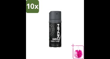 10 x Denim - Deodorant Aerosol - Black Geur - Voor Mannen - 150 ml - Bulkverpakking - Deodorant spray - Douchemop - Mannelijke geur
