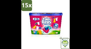 15 x Color Reus - 3+1 Power Caps - Gekleurde Was - 14 Wasbeurten - Grootverpakking - Vaatwasstrips - Kleurbehoud - Wasmiddelcapsule - Krachtige Was - Stralend Schoon - Fris Wasgoed