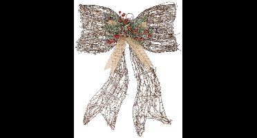 Houten kerstversiering met strik, hoogte 51 cm