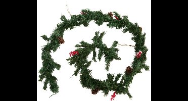 Natuurlijke kerstslinger met rode bessen, 270 cm