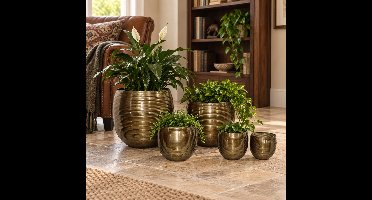 Hoppa! - Plantenpottenset - Met fijne ribbels, 5-delig - Goud - 60 x 60 x 63 cm (B x D x H)