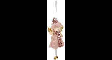 Roze, met bont beklede feeënversiering voor in de kerstboom, 8 cm