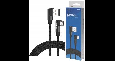 Micro USB Kabel 2.4A Hoek 90° Snel Laden QC Nylon
