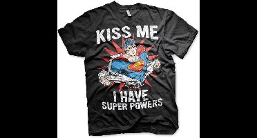 Superman Kiss Me I Have Super Powe -T-shirt, zwartrs