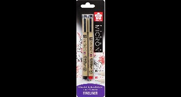 Sakura Blisterkaart Pigma Micron 05 0,45 Mm Zwart, Rood, 2st.