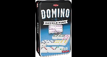 Tactic Domino Double Nine – Bordspel – Luxe Tin – Uitgebreid Dominospel met Gekleurde Stenen – Vanaf 7 Jaar – 2 of Meer Spelers