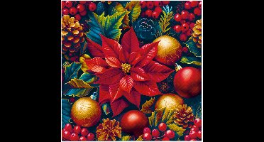 Lunch servetten Vintage Poinsettia Charm - PAW Decor - 33x33 cm