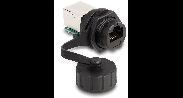 Delock Cable Connector RJ50 jack to RJ50 jack for installation with protective cap IP68 dust and waterproof black