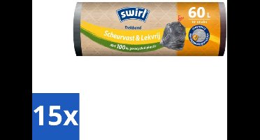 Swirl – Vuilniszakken – 60 L – Trekband – 10 zakken - Bulkverpakking - 15 stuks