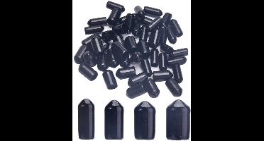 KARZO - 100 Stuks Zwart Plastic Eindkappen - 4 Maten voor Flessen - Bescherming tegen Stof en Vloeistofverlies (5mm, 6mm, 7mm, 8mm)