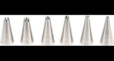 Patisse spuitmondjes set rvs open ster 6-delig taartdecoratie.