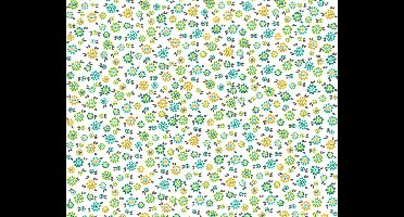 KLEINE VROLIJKE BLOEMETJES BEHANG - Blauw Geel Groen - AS Creation COZZ
