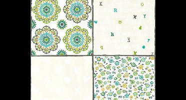 PATCHWORK TEGEL BEHANG - Creme Geel Groen - AS Creation COZZ