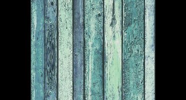 HOUTLOOK PLANKEN BEHANG - Blauw Groen - Industrieel behang - AS Creation Il Decoro