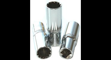 1/2" Dopsleutel, Spline Dopsleutel, CrV 22mm, lange uitvoering