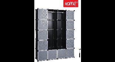 Hoppa! - Garderobekast - Zwart - Metaal/Kunststof - 144 x 37 x 179 cm (B x D x H)