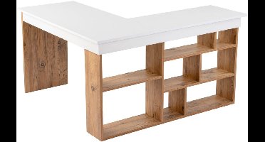 CALICOSY - Hoekbureau met 8 open opbergvakken aan de zijkant L130 cm - ORGANIS